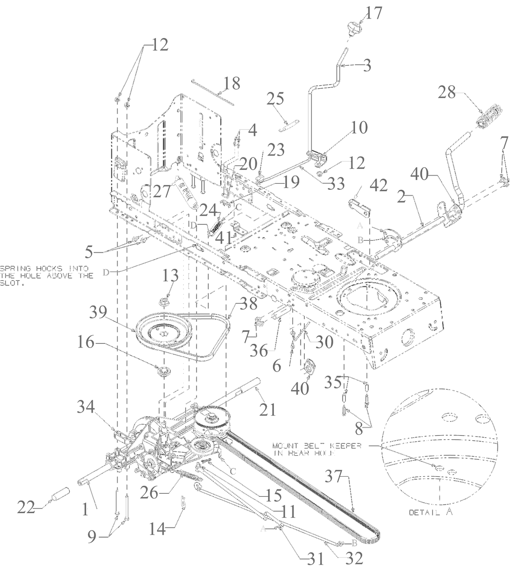 Drive Diagram and Parts List for 13AM77SSA00 2024 Yard Machines Lawn Tractor
